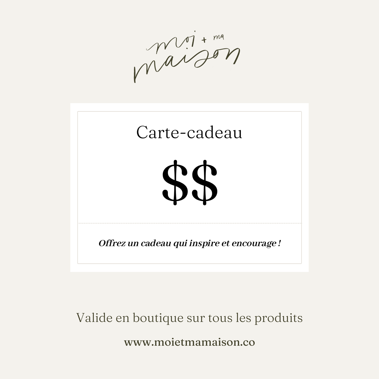 Carte-cadeau Moi et ma maison