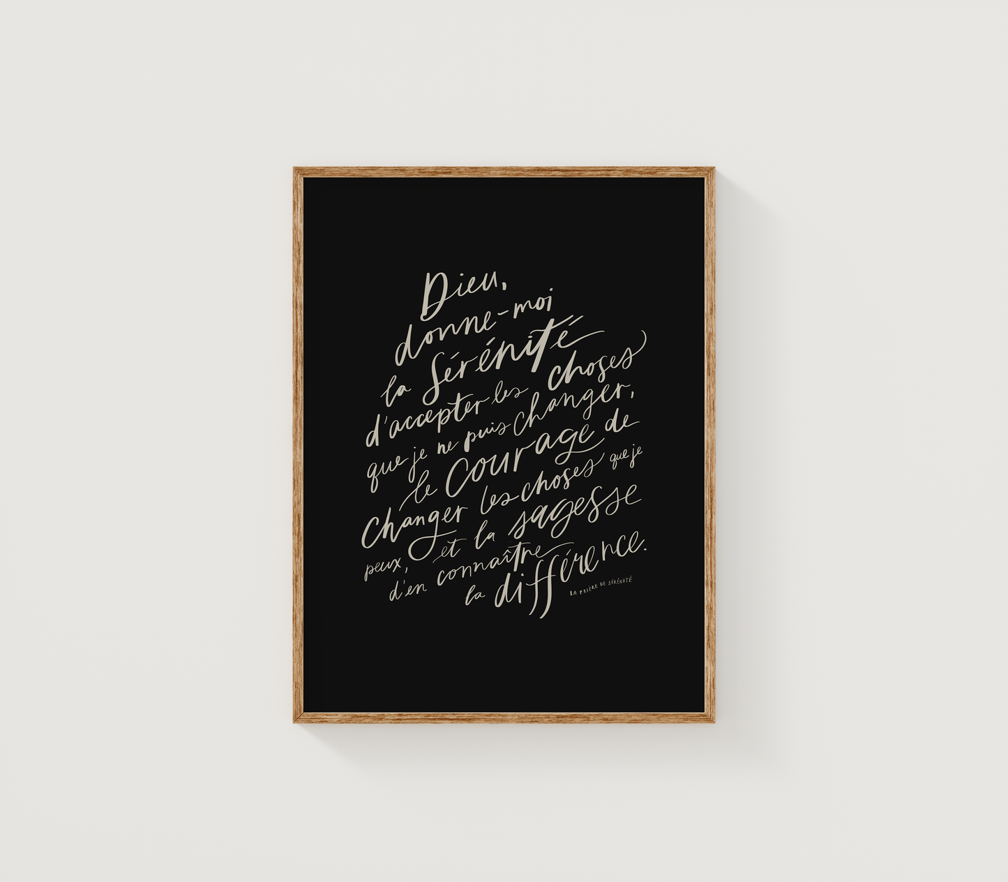La Prière de Sérénité / Noir ~ Affiche numérique