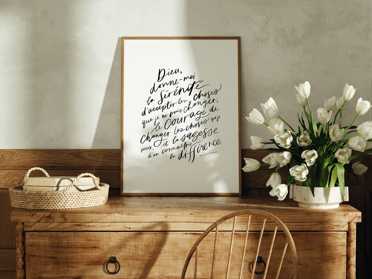 La Prière de Sérénité / Blanc ~ Affiche numérique