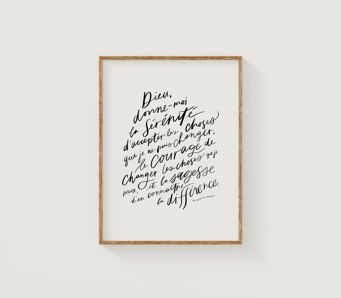 La Prière de Sérénité / Blanc ~ Affiche numérique