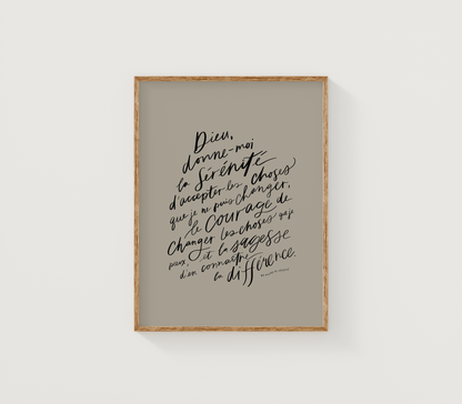 La Prière de Sérénité / Beige ~ Affiche numérique